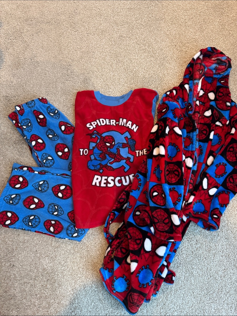 Spiderman Red and Blue Kids 3-Piece Pajama Set